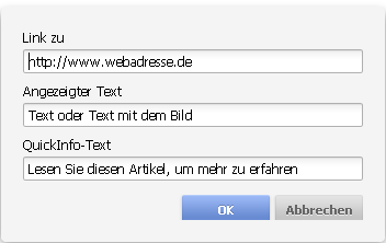 Fenster Hyperlink hinzufügen