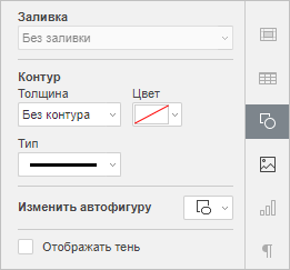 Вкладка Параметры фигуры