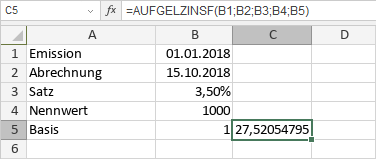 AUFGELZINSF-Funktion