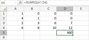 Función SUMA.CUADRADOS