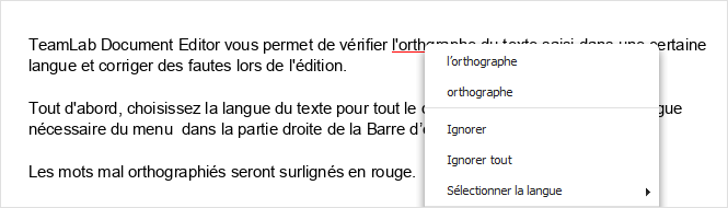 Vérification de l'orthographe