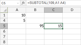 SUBTOTAL Function