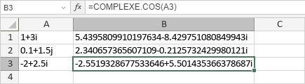 Fonction COMPLEXE.COS