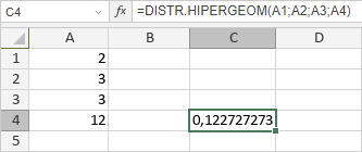 Función DISTR.HIPERGEOM