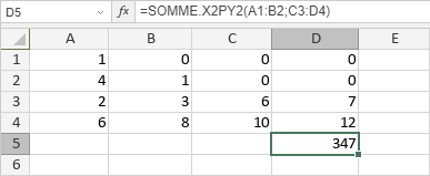 Fonction SOMME.X2PY2