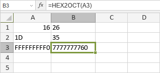 HEX2OCT Function