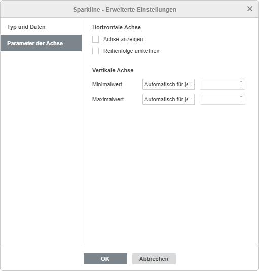 Sparkline- Erweiterte Einstellungen