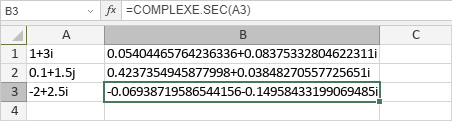 Fonction COMPLEXE.SEC