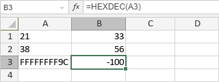 Fonction HEXDEC