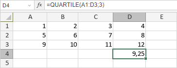 Fonction QUARTILE