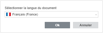 Fenêtre Définir la langue du document