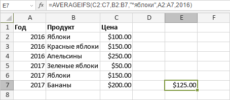 Функция AVERAGEIFS