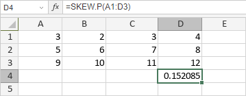 Функция SKEW.P