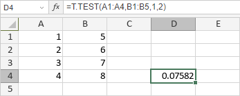 Функция T.TEST