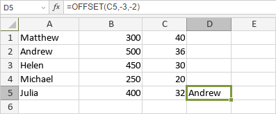 OFFSET Function