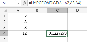 Funzione HYPGEOMDIST