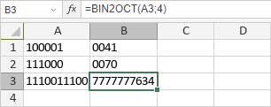 Fonction BINOCT