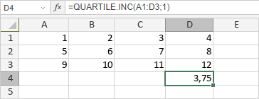 Fonction QUARTILE.INCLURE