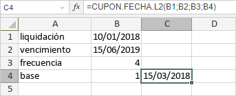 Función CUPON.FECHA.L2