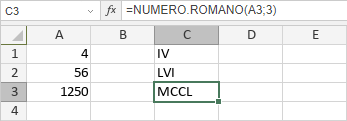 Función NUMERO.ROMANO