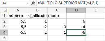 Función MULTIPLO.SUPERIOR.MAT
