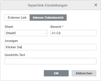 Hyperlink Einstellungen Fenster