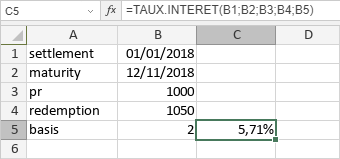 Fonction TAUX.INTERET