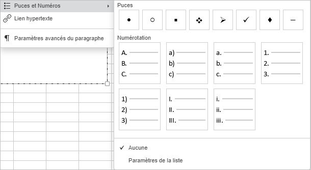 Puces et la numérotation