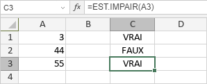 Fonction EST.IMPAIR