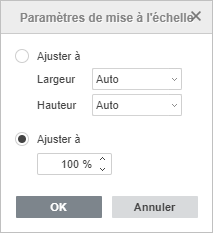 La fenêtre Paramètres de mise à l'échelle