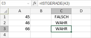 ISTGERADE-Funktion