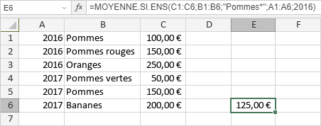 Fonction MOYENNE.SI.ENS