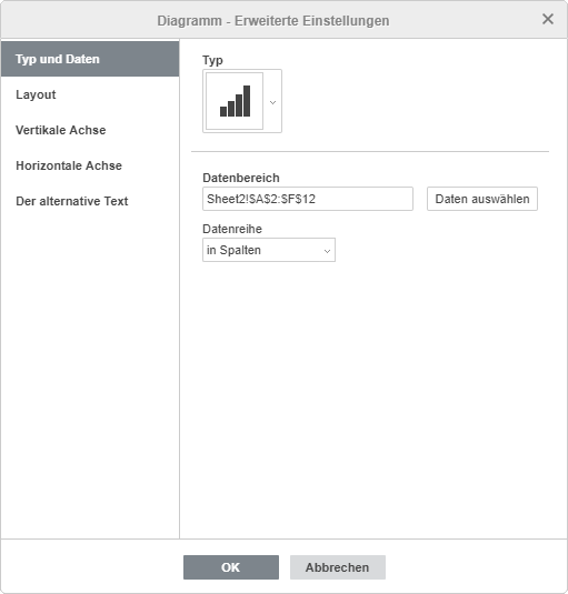 Diagramm - Erweiterte Einstellungen