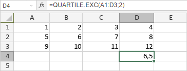 Fonction QUARTILE.EXC