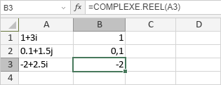 Fonction COMPLEXE.REEL