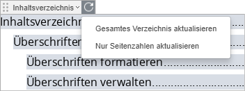 Inhaltsverzeichnis aktualisieren