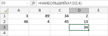 Функция НАИБОЛЬШИЙ
