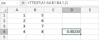 Функция TTEST