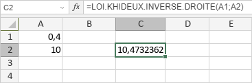 Fonction LOI.KHIDEUX.INVERSE.DROITE