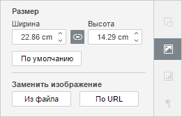 Вкладка Параметры изображения на правой боковой панели