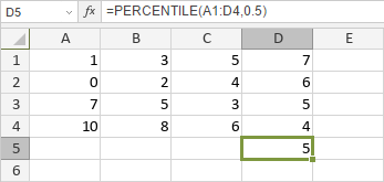 Функция PERCENTILE