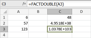 Fonction FACTDOUBLE