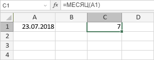 Функция МЕСЯЦ