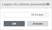 Fenêtre Largeur de colonne personnalisée Curseur de la souris lors de la modification de la largeur d'une colonne