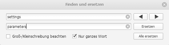 Fenster Finden und ersetzen