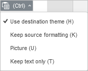 Paste options