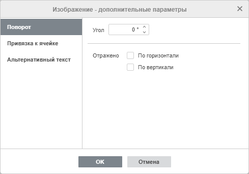 Изображение - дополнительные параметры: Поворот