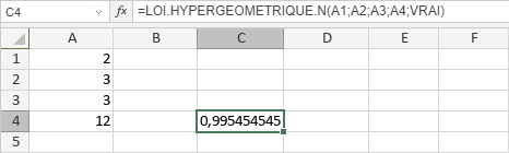 Fonction LOI.HYPERGEOMETRIQUE.N