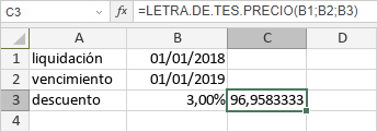 Función LETRA.DE.TES.PRECIO