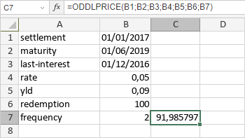 Fonction ODDLPRICE